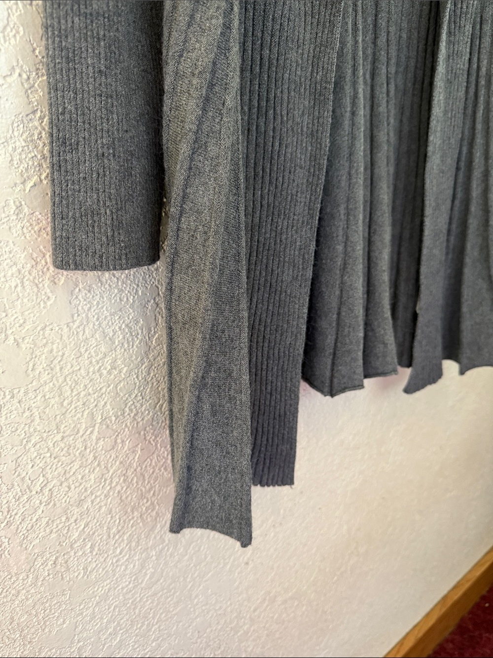 Open-Front Ribbed Long Cardigan Sweater - Gray - Picture 4 of 6